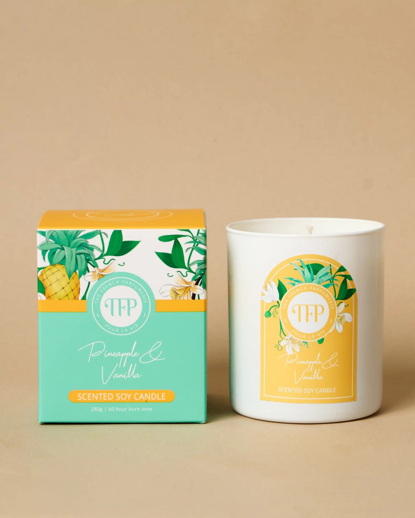 TFP Pineapple and Vanilla Natural Soy Wax Scented Candle 280g