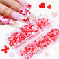 12 Grid Nail Decoration Pink Hearts Nail Decoration